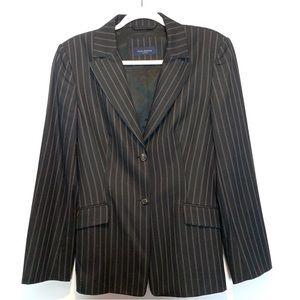 Piazza Sempione Women’s Black Pinstripe Wool Blend Blazer Jacket